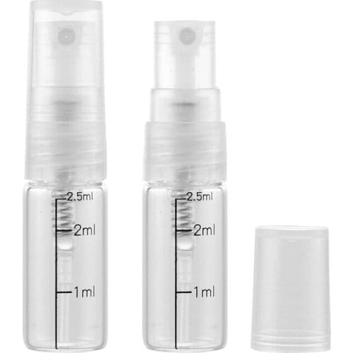 100Pieces/Lot 2ML Mini Portable Transparent Scale Glass Perfume Bottle With Spray&Empty Parfum Cosmetic Vial With Atomizer