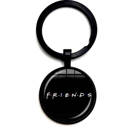 2020 Newest Friend Keychain 25th Anniversary Series Cartoon Fun Pattern Glass Dome Pendant Keychain for Good Friends