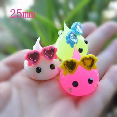 For DIY Phone Decoration 3pcs(It Is Soft) Cabochon 25mm Aorable Silicone Charms Necklace Pendant With Hooks