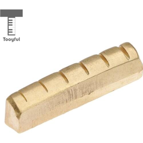 Tooyful 43x6mm Acoustic Folk Guitar Bridge Nut Slotted Brass for String Instruments