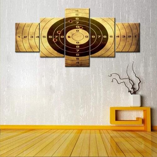No Framed Gun Shooting Target Bullet 5 Pcs Canvas Picture Print Wall Art Canvas Painting Wall Decor for Living Room