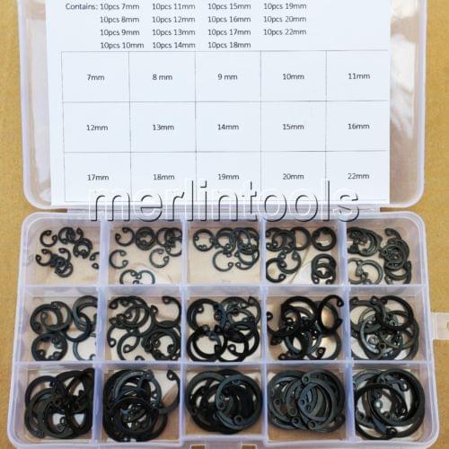 7mm - 22mm Steel Internal Circlip Retaining Ring Snap Ring Assortment Kit