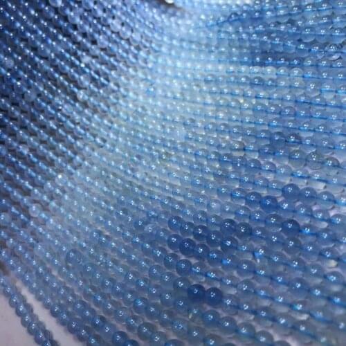 AA loose beads Aquamarine GRADIENT COLOR blue Round 4.5-5mm 14" for DIY jewelry making FPPJ wholesale beads nature gem stone