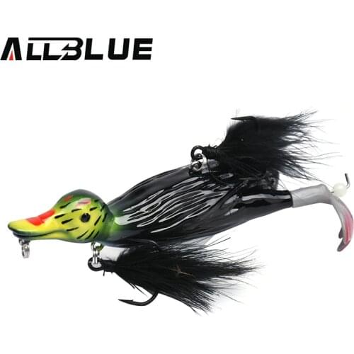 ALLBLUE 3D STUPID DUCK Topwater Floating Fishing Lure Popper Artificial Bait Plopping and Splashing Feet Hard Pike Tackle