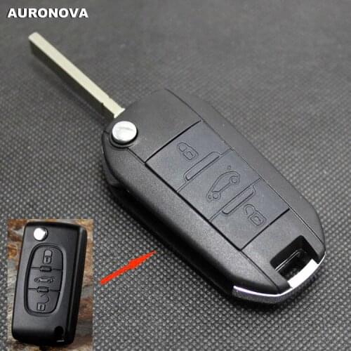 AURONOVA Key Shell for Citroen C-Triomphe C- Quatre C4 C5 Flip Folding Key 3 Buttons Modified Remote Car Key Case VA2 Blade