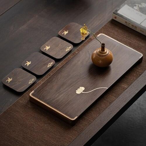 Japanese Style Indoor Solid Wood Tea Cup Tea Pot Tray For Office House Use Wooden Board Tray For Food Dishes Tea Dessert Fruit
