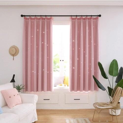 1Pc Hollow Star Double Layer Tulle Window Curtain Drape Living Room Decoration