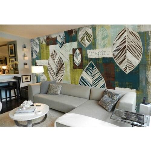 European retro nostalgic abstract leaves oil painting background wall wallpaper bedroom sofa living room background wall