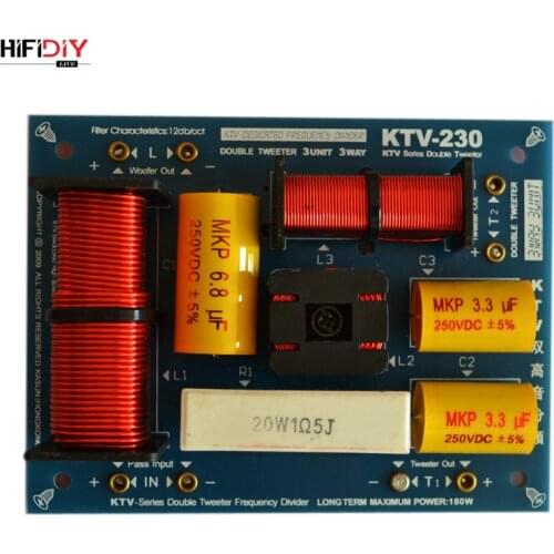 HIFIDIY KTV-230C 2 Way 3 speaker Double treble (Tweeter*2+ bass) Unit HiFi KTV Speakers audio Frequency Divider Crossover Filter