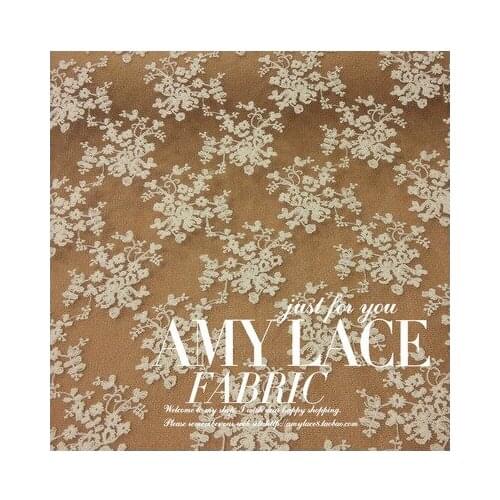 Cotton embroidered lace fabric delicate floral embroidery soluble gauze curtain fabric white black 130cm wide