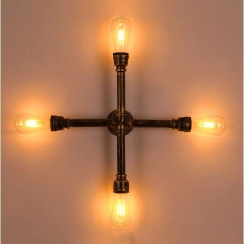 Loft Industrial Wall Lamps Iron Water Pipe Wall Lamp Retro Restaurant Aisle Wall Lamp Old E27 Lamp Home Lighting Bra