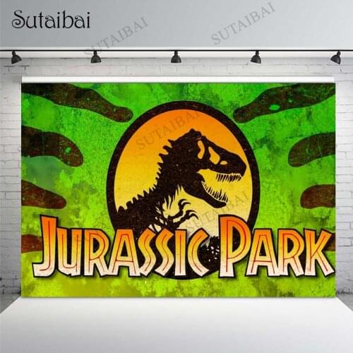 Jurassic World Park Green Background Photography Boy Birthday Jungle Dinosaur Party Decorations Customize Photo Backdrops Studio
