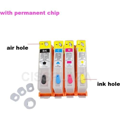 CISSPLAZA 2sets New refillable Ink cartridge With permanent chip compatible for HP904 for HP 904 OfficeJet Pro 6970 printer