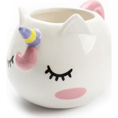 Ins Hot Creative Design Unicorn Ceramic Mugs Lovely Cartoon Design Water Milk Juice Cups Girls Childrens Gift