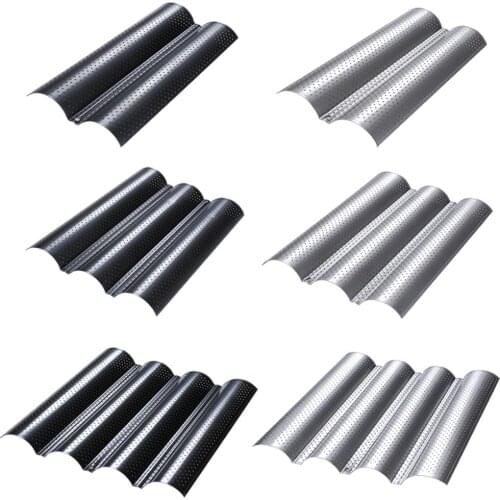 Baguette Pan French Bread Baking Mold Nonstick 2/3/4 Groove Waves Cake Bread Baking Tray Toaster Tools