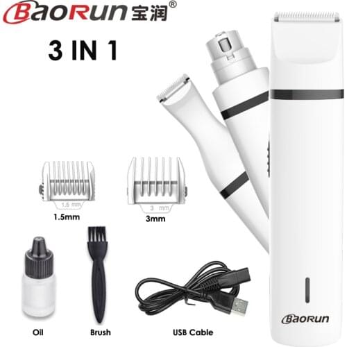 Baorun 3 IN 1 Dog Nail Clipper for Dogs Nail Clippers Pet Grinder Short Unhas Gato for Cats Nail Clipper USB Animal Trimmer