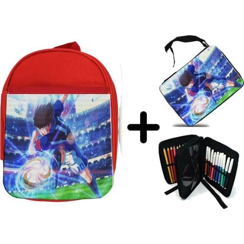 MERCHANDMANIA PACK red backpack and case OLIVER ATOM football school material kids personalized offer