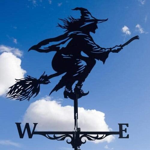 Metal Weather Vane Vintage Witch Shape Cast Iron Garden Weathervane Wind Speed Spinner Direction Indicator Decor Craft Dropship