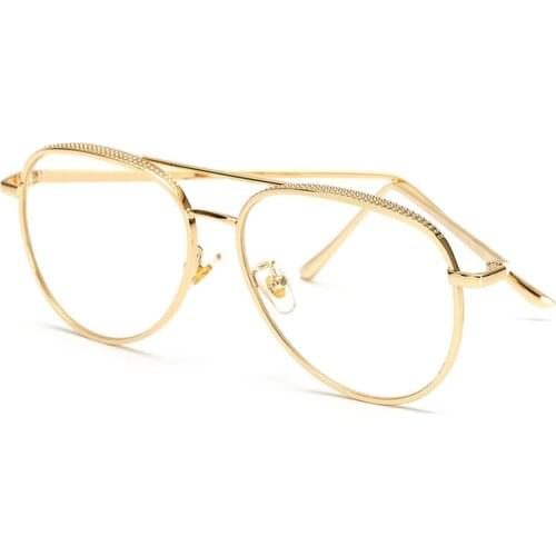 Hip-hop Men And Women Gold Silver Color Vintage Metal Flat Mirror Light And Comfortable Fashion Glasses Frame For Men