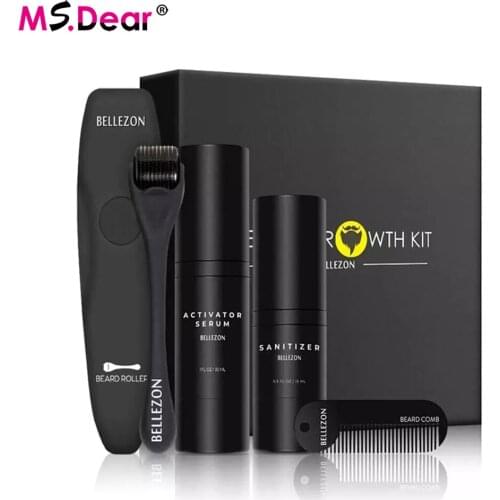4 Pcs/set Beard Growth Kit Facial Hair Beard Rapid Growth and Thickening,Nourishes and Moisturizes beard