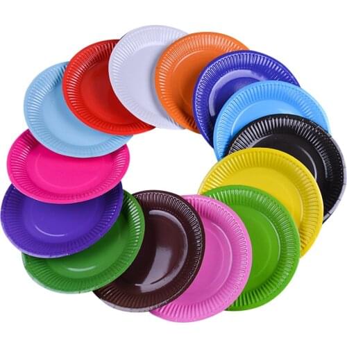 10Pcs 7inch Disposable Tableware Set Disposable Paper Plate Fruit Plate Cake Tray Wedding Birthday Decoration Party Supplies
