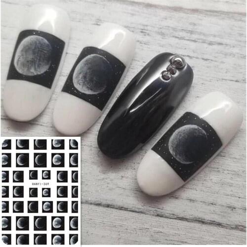 Newest HANYI-369 moon design 3d nail sticker Japan style nail decals template DIY nail art decoration tools