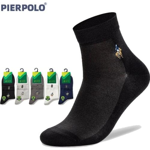 PIER POLO Summer Socks Men Mint Antibacterial Fiber Socks Wicking Cushion Cotton Breathable Business Dress Socks 5pairs/Lot
