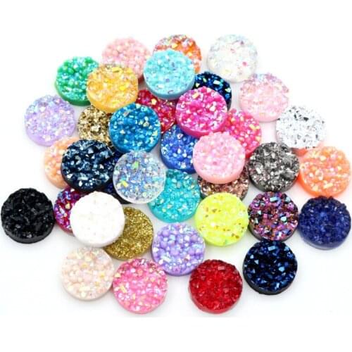 New Fashion 40pcs 8mm 10mm 12mm Mix AB Colors Natural ore Style Flat back Resin Cabochons For Bracelet Earrings accessories
