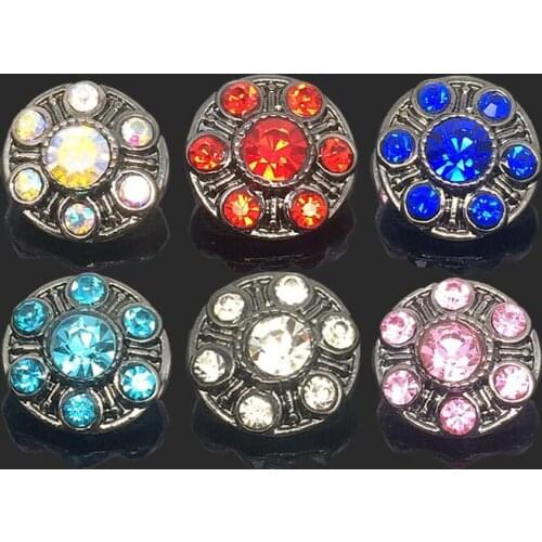 Wholesale Interchangeable Flower 014 Rhinestones Metal Snap Buttons Fit 12mm Snap button bracelets Earrings necklace For women