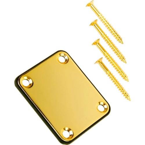 Gold Neck Plate W/ Mounting Screws For Bolt-on Neck Guitars Durable Musical Guitars Accessories