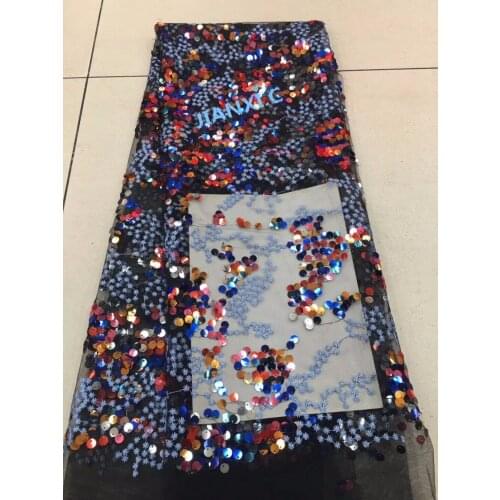 Popular sequins French Lace Fabric jianxi-11330 embroidered lace fabric for wedding dress