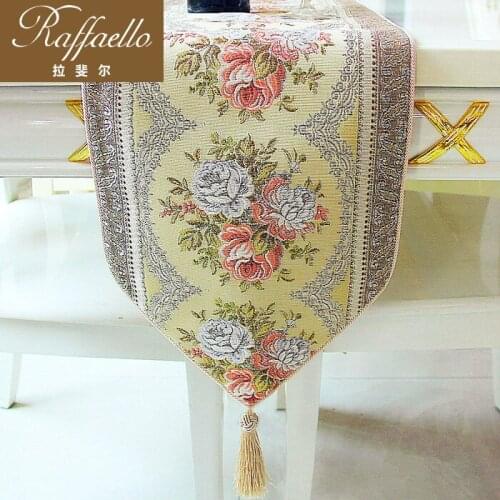 Rafael home upscale dining table Bubu arts gold and silver embroidered table runner European coffee table cloth table mats beige