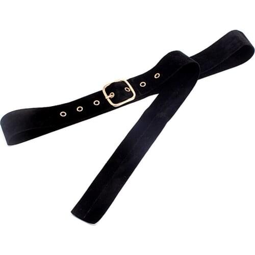 New Style Fashion Suede Belts For Jeans Gold Pin Buckle Waistbands Luxury Soft Solid Strap Belt Lady for Dress Coat Long Design
