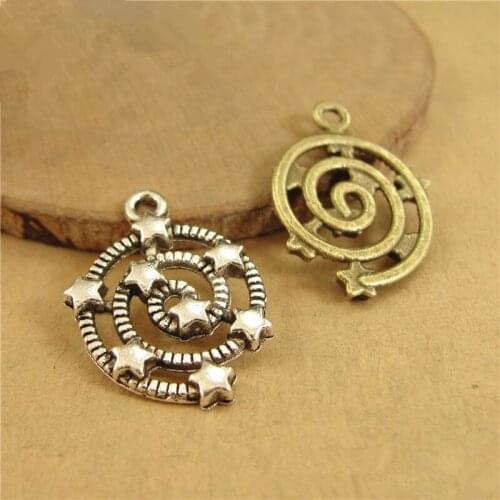 RONGQING 100pcs/lot Spiral Galaxy Star Pendant DIY Bracelet Necklace Charms 16*21MM