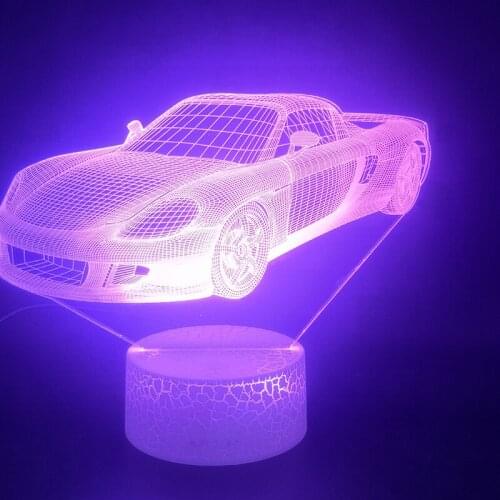 Super Car Best Present for Boys 3D Lamp for Indoor Decorative Colorful with Remote Touch Sensor Usb Led Night Light Lamp