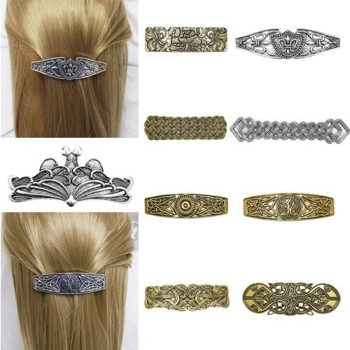 Vintage Alloy Hair Clip Viking Compass Hairpins Amulet Celtics Knot Nordic Runes Tree of Life Barrette Hair Clip Accessories