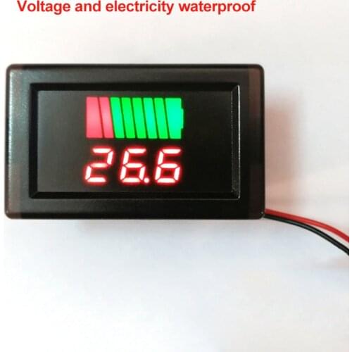 Waterproof Battery Capacity Indicator 12V 24V 36V 48V 60V 72V 6-100V Car Battery Charge Level Tester Dual Display LCD