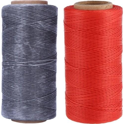 2x 260M 150D 1MM Leather Sewing Waxed Wax Thread Hand Needle Cord Craft DIY New Color:Red & Gray