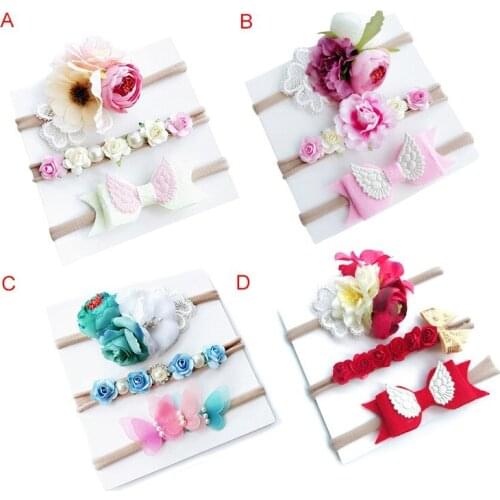 Explosion-Proof Children Artificial Flower Headband Set Wing-Felt-Boomed Mother\s Hair Accessory Headwear wf