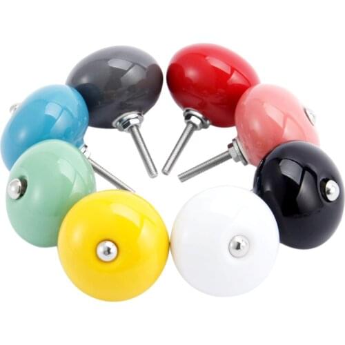 1x Candy Color Round Furniture Knobs Ceramic Drawer Knob Cabinet Pulls Closet Cupboard Pull Handle Modern Kitchen Handle