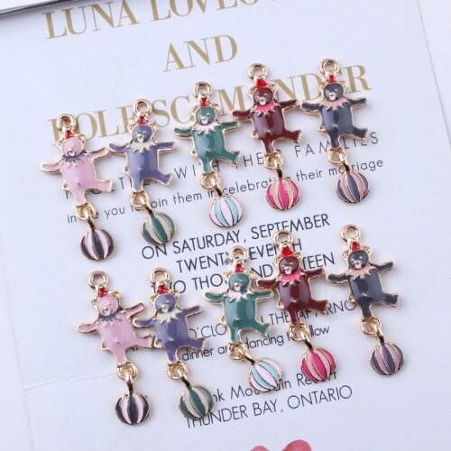 10pcs 13x33mm Enamel Circus Bear charms hanging necklace earrings pendant for bracelet making handmade DIY jewelry materials