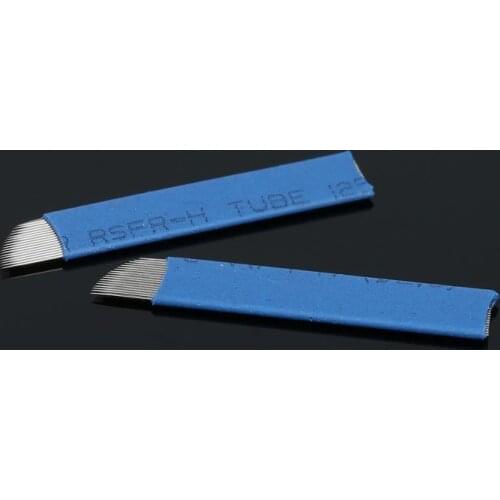 100 PCS blue 18-Pin Semi Permanent Makeup Manual Eyebrow Tattoo Needles Blade For 3D Embroidery Microblading Tattoo Pen Machine