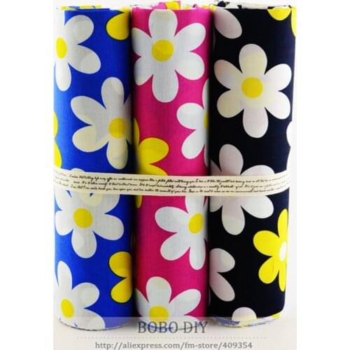 3 Designs 70cmx50cm Cotton Fabric fat quarter set Pretty Daisy for sewing dress shirt clothing quilting tissue patchwork 093