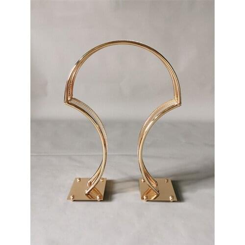 5PCS Gold Arch Stand Road Lead Wedding Table Centerpiece Flower Rack For Event Party Decoration