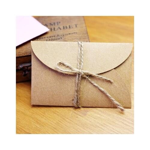 50pcs/lot 90x60mm Mini Retro Vintage Kraft Paper Envelopes Gift Simple Decoration Paper Greeting Card Envelopes For Invitations