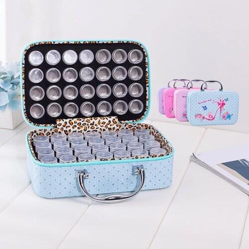 56 Bottles PU Leather Diamond Painting Cartoons Charms Rhinestones Tool Bag Organizer Beads Diamond Embroidery Storage Box