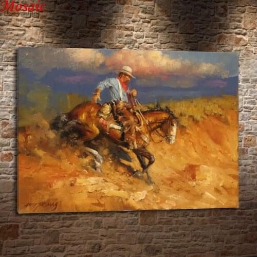 Diamond painting western landscape cowboy diamond cross stitch diamond embroidery mosaic painting hobby Decor,5D animal paint