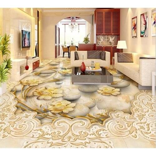 Beibehang Customized Floor HD Modern European Classical Fashion Marble Pattern 3D Thick Floor Floor Tiles papel de parede