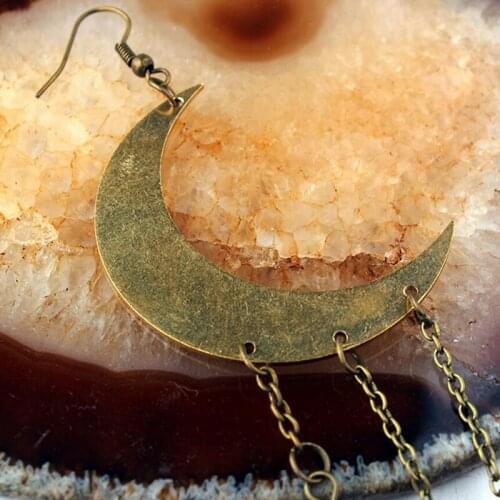Large Moon Earrings Plated Dangly Drop Crescent Moon Celestial Gifts Jewelry