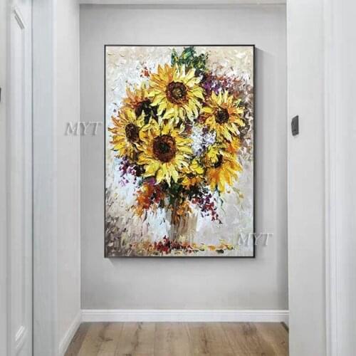 A Bunch Of Sunflowers Abstract Oil Painting Wall Art Home Decor Picture Modern Oil Painting On Canvas 100% Handpainted No Framed